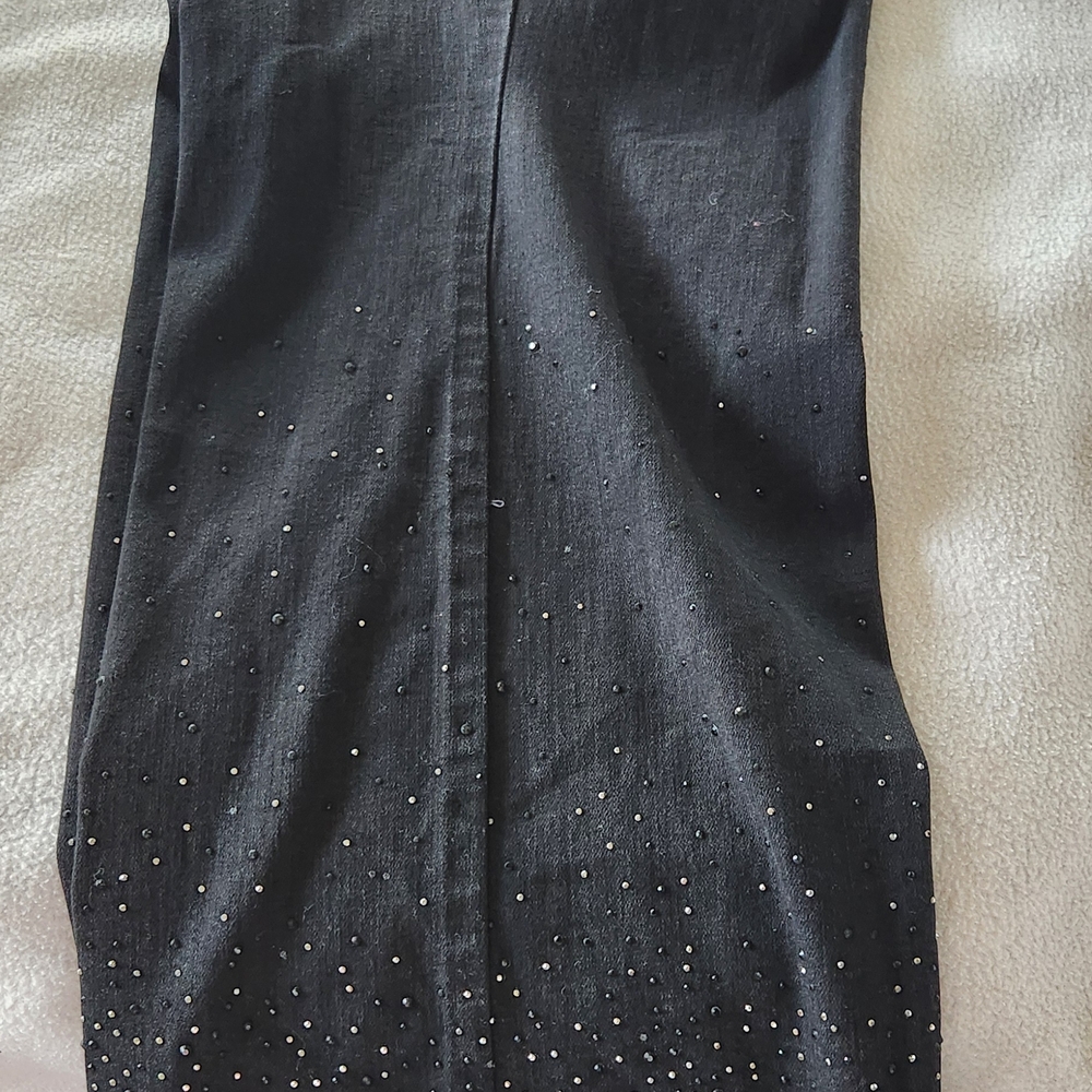 Dress Barn Black Straight Leg Jeans with Studded Details